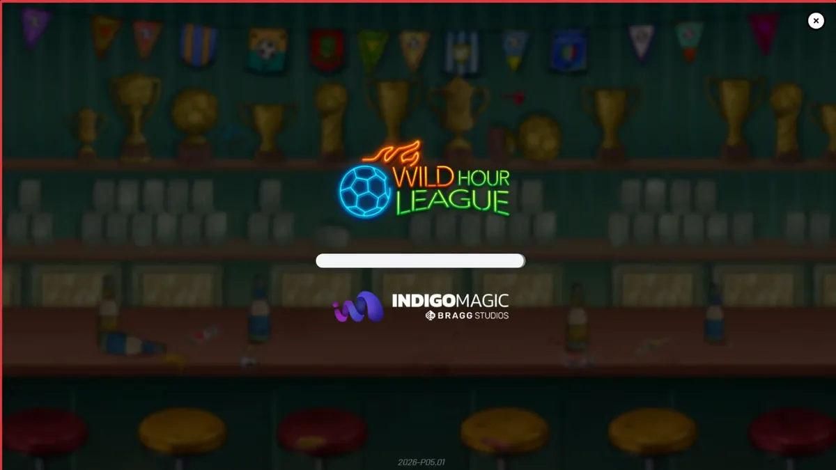 Tampilan layar permainan slot Wild Hour League dengan tema bar olahraga
